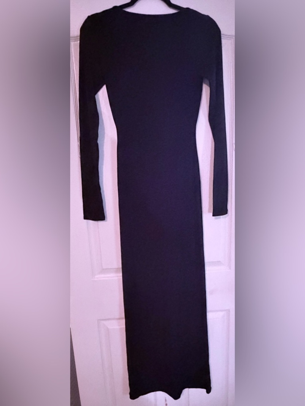SKIMS Black Long-Sleeve Maxi Dress with Back Slit - Picture 10 of 14